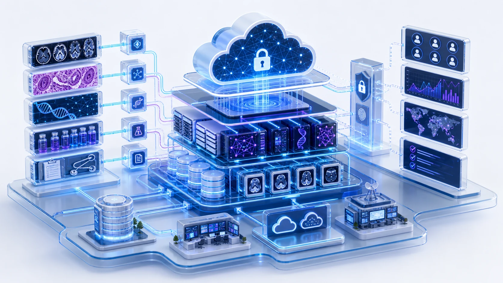 Abstract healthcare AI illustration for What It Means to Build a Cloud-Ready Oncology Intelligence Platform